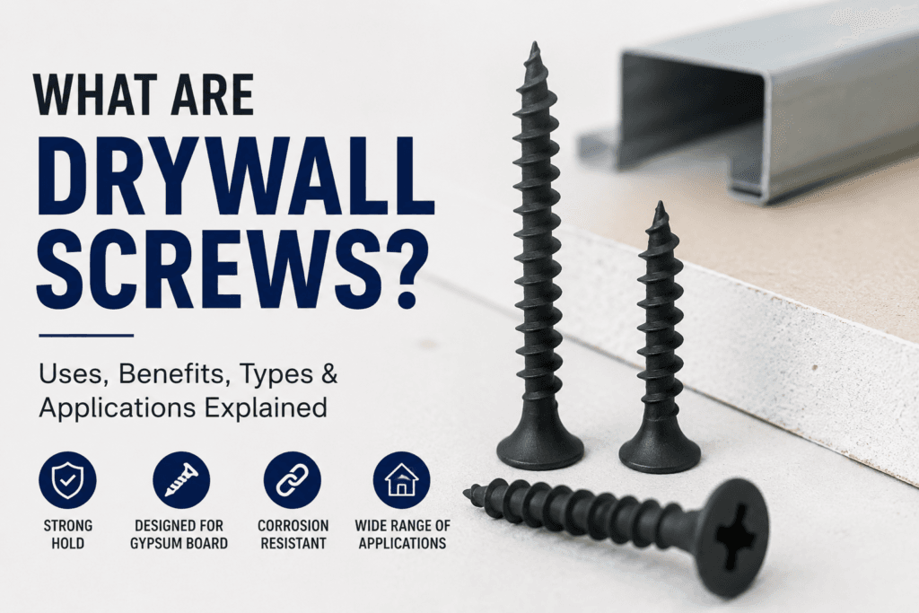 Black drywall screw for gypsum board installation