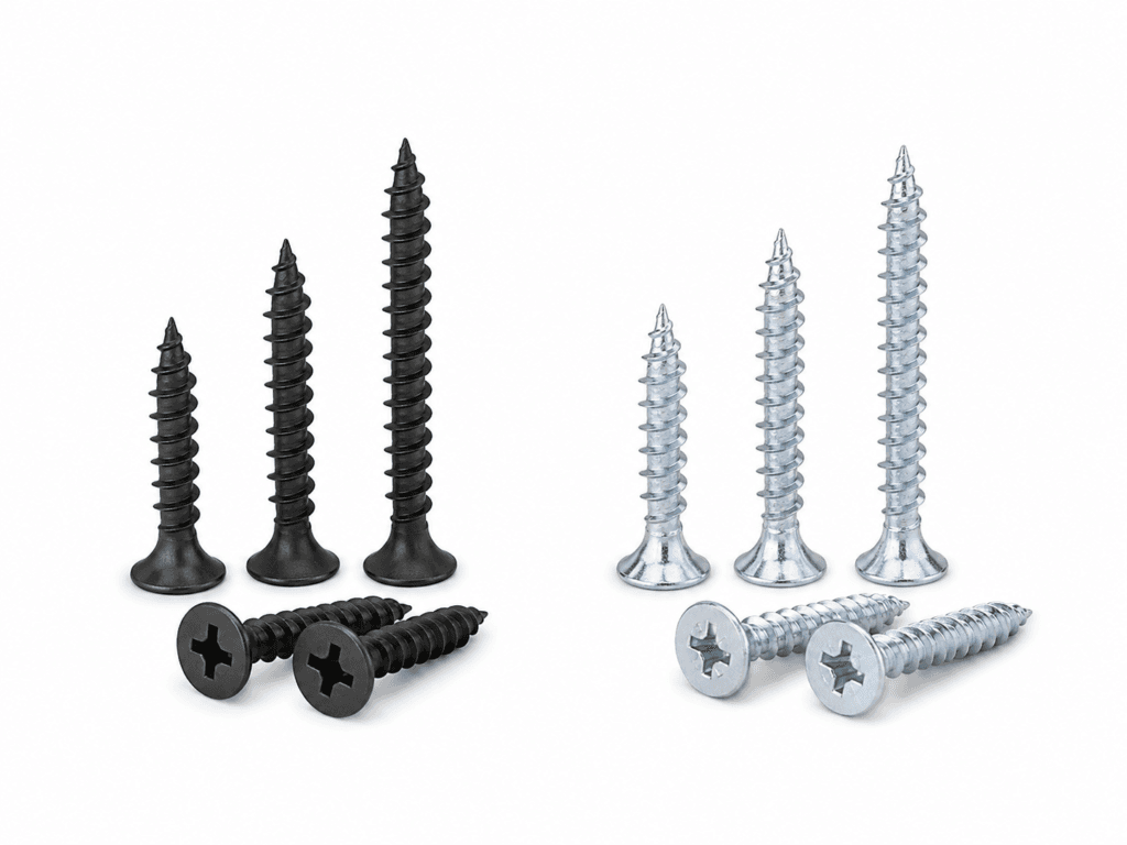 Black and Zinc drywall screw finishes