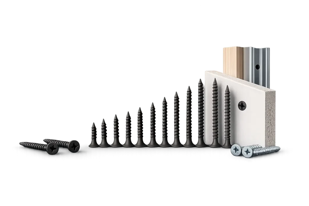 drywall screws and wood screws comparison showing differences in design and applications