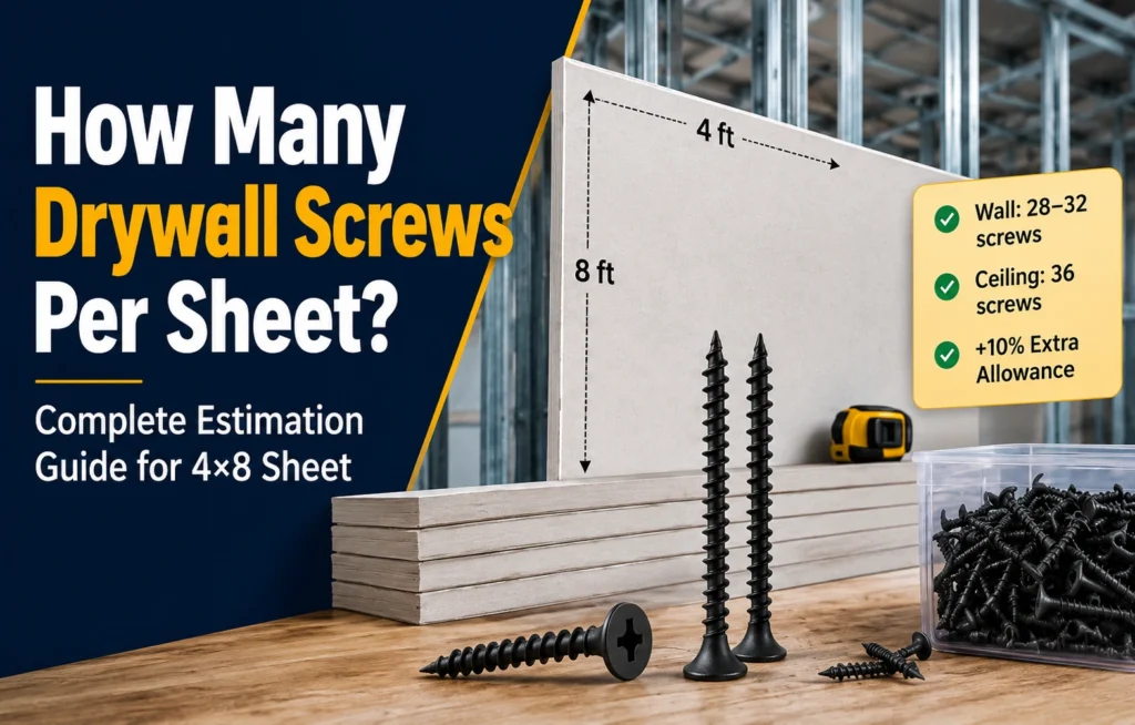 How many drywall screws are needed for a standard 4×8 drywall sheet
