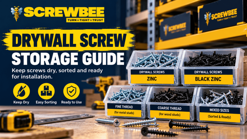 Simple drywall screw storage tips to keep zinc and black zinc screws dry, organised and ready for installation.