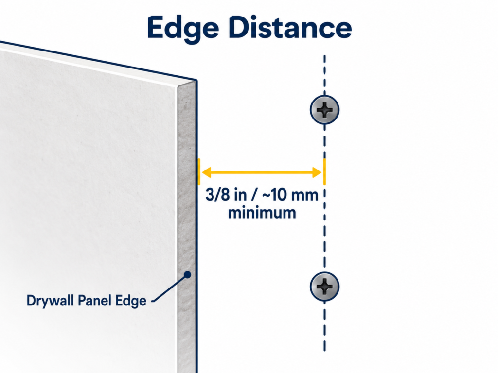 Drywall screw distance from panel edge